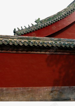 中国风屋嵴红墙青瓦高清图片