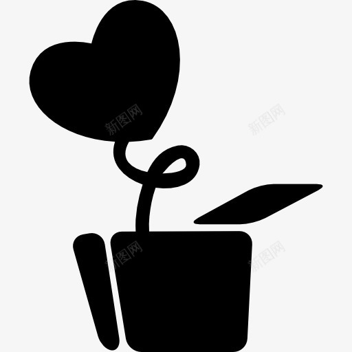 爱植物心形的叶片在锅图标png_新图网 https://ixintu.com 形 形状 心 植物 爱在空气中 盆栽