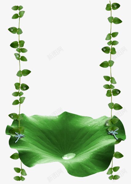 荷叶秋千png免抠素材_新图网 https://ixintu.com 卡通 插画 故事插画 秋千 童话 荷叶