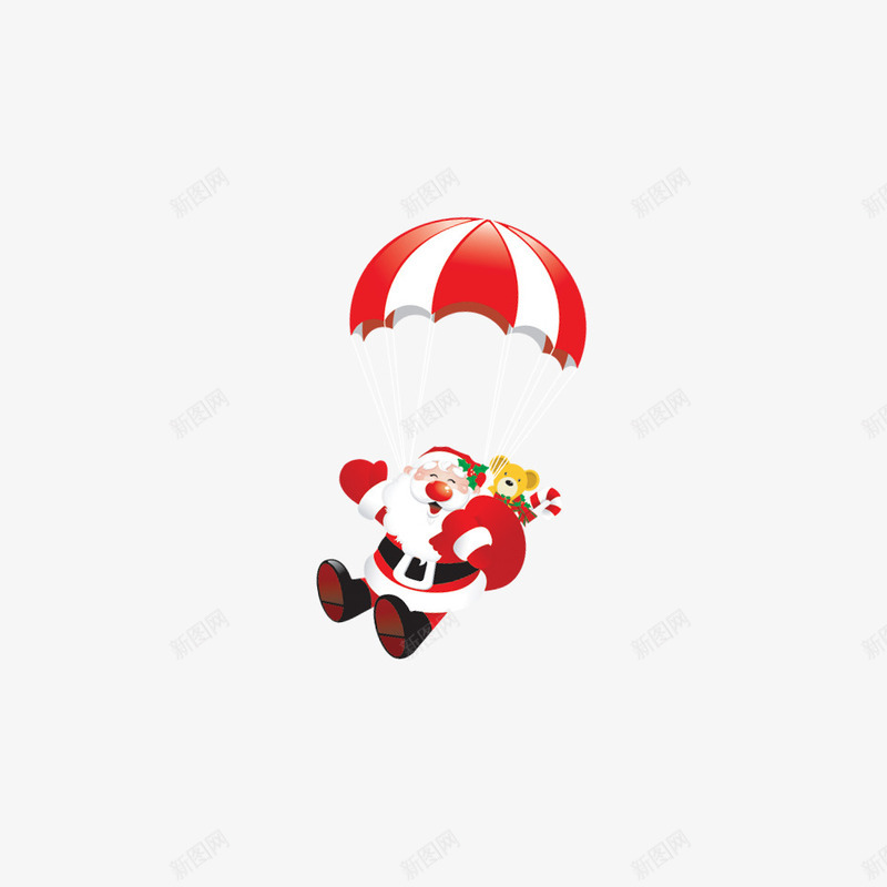 背降落伞的圣诞老人png免抠素材_新图网 https://ixintu.com 圣诞老人 圣诞节装饰 装饰图案 降落伞