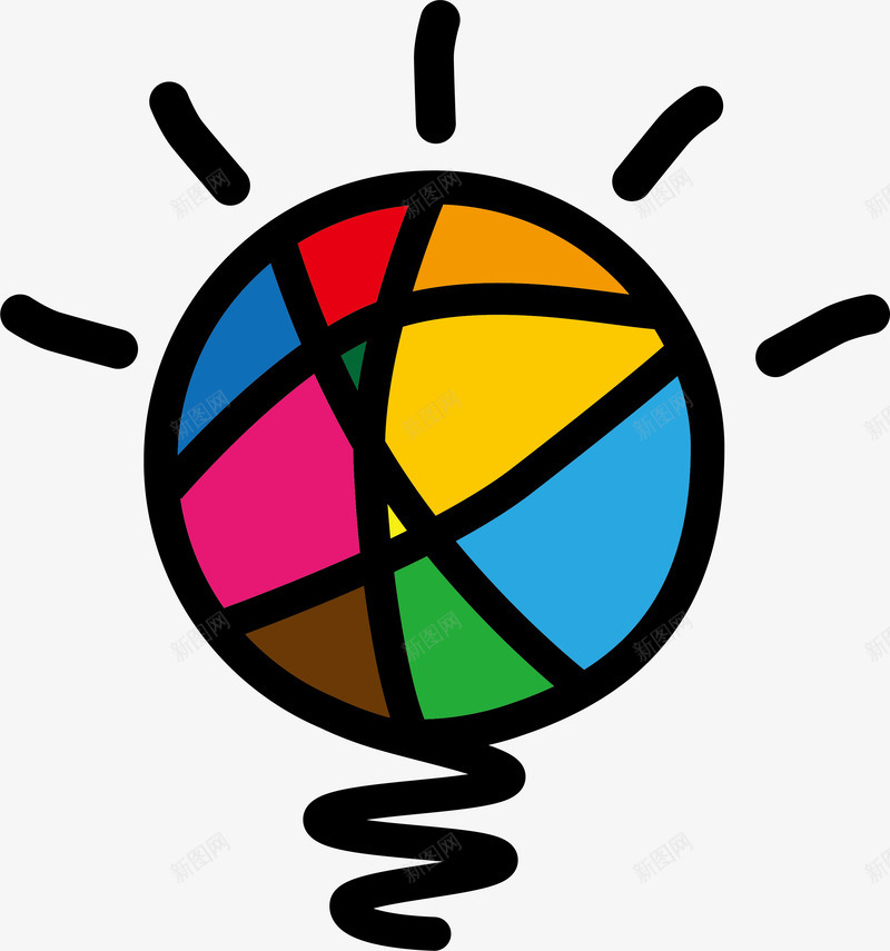 彩色灯泡标识图标png_新图网 https://ixintu.com 创造力 卡通 图标icon 彩色 想象力 标识logo设计 灯泡 照明 照明LOGO