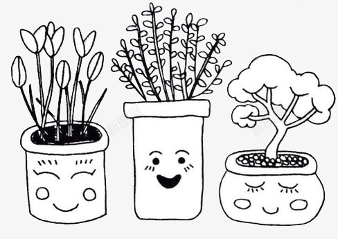 卡通手绘盆栽图标图标