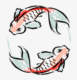 手绘日本鱼背景素材