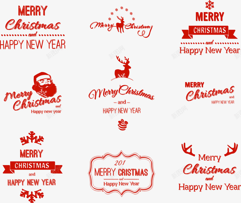 红色圣诞节标志logo图标png_新图网 https://ixintu.com 圣诞节 标志 贺卡元素
