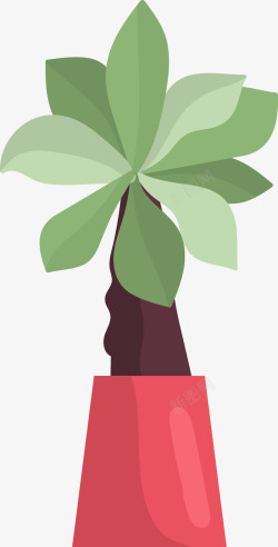 盆栽免扣PNG图绿色扁平化植物盆栽图高清图片
