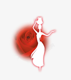 白色女神红色玫瑰花高清图片