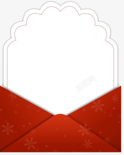 红色圣诞节雪花信封素材