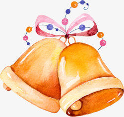 橘色松果卡通装饰水彩铃铛高清图片