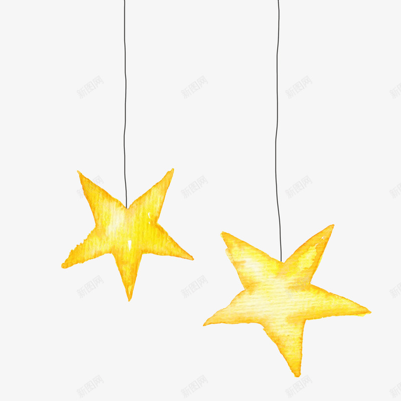 装饰小星星png免抠素材_新图网 https://ixintu.com 两个星星 五角星png 创意装饰 可爱装饰 圣诞节装饰 黄色五角星