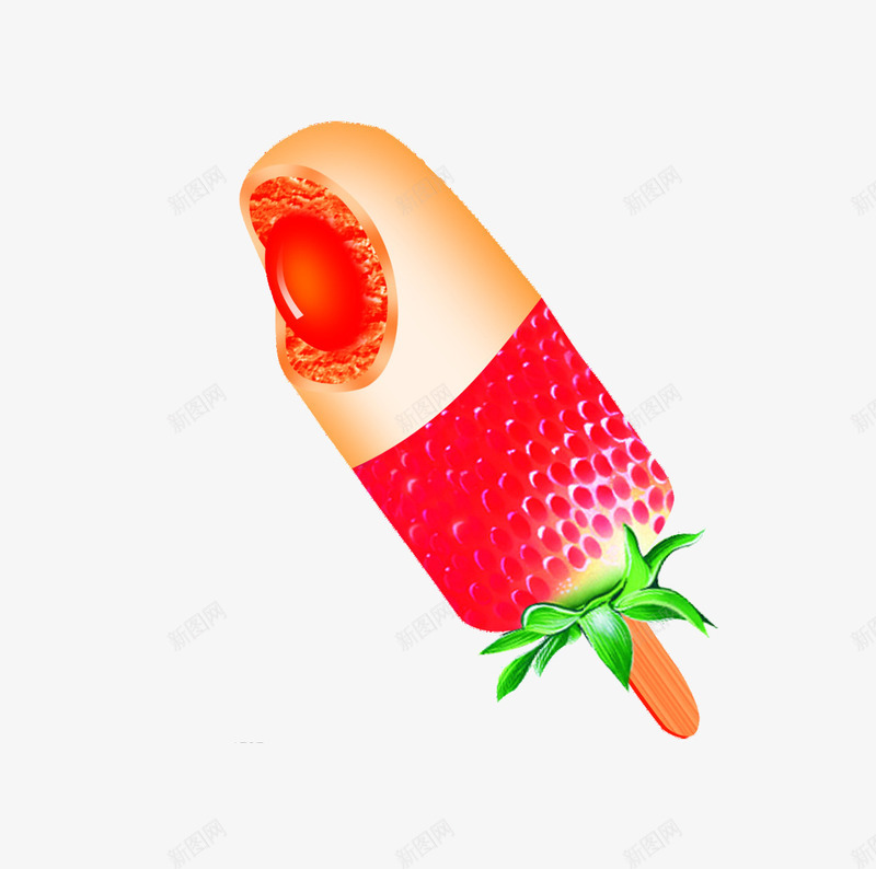 草莓味冰棍png免抠素材_新图网 https://ixintu.com 冷饮 棒冰 草莓味