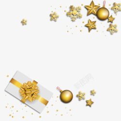 新年礼品盒金色礼物和金色星星高清图片