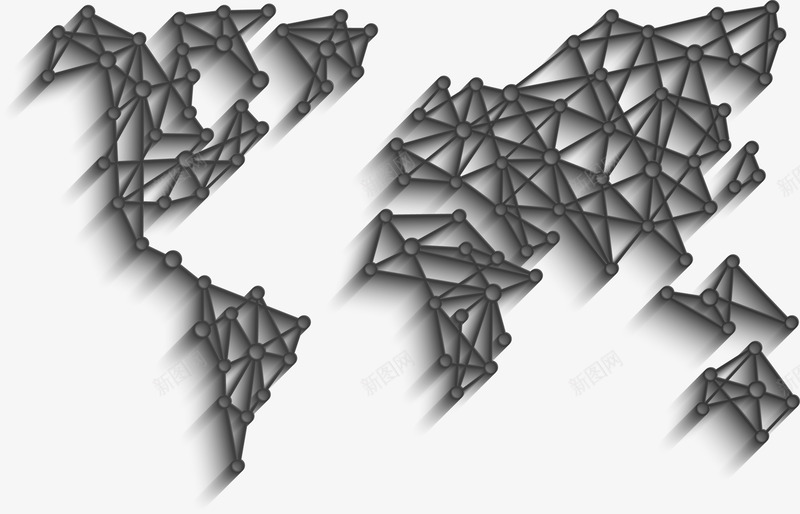 用点与线组成的世界地图png免抠素材_新图网 https://ixintu.com 世界地图 地图 点 简洁大方 线