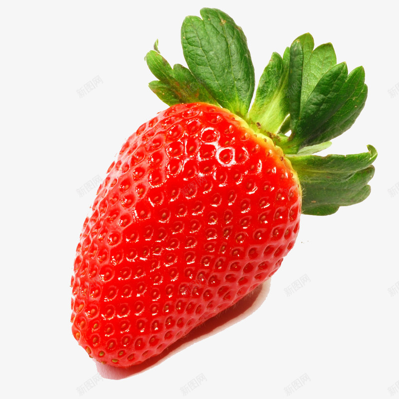 一个草莓png免抠素材_新图网 https://ixintu.com 叶子 水果 清甜 红色