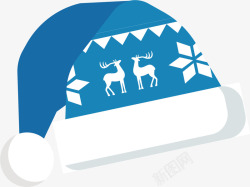 圣诞节蓝色圣诞帽矢量图素材