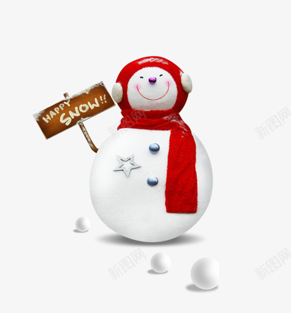圣诞雪人雪球png免抠素材_新图网 https://ixintu.com 圣诞 笑脸 红围巾 雪人 雪球