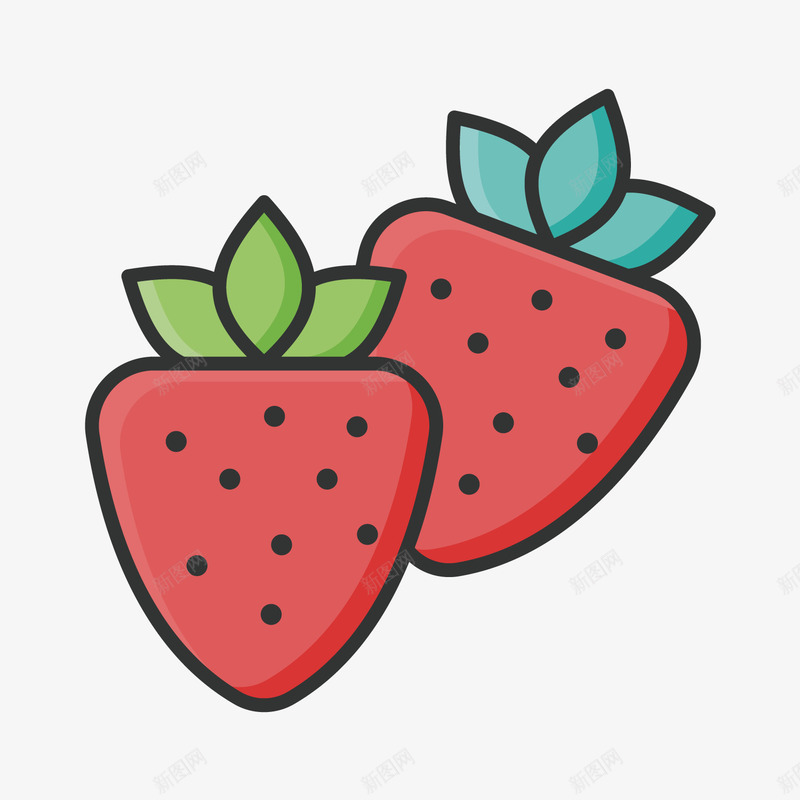 红色手绘线稿草莓元素png免抠素材_新图网 https://ixintu.com 卡通 叶子 手绘 植物 水果 红色 线稿 草莓 食物