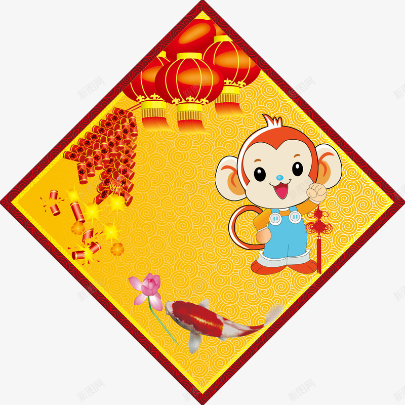 猴年方形图案图标png_新图网 https://ixintu.com 2016 元旦 方形 猴子 猴年 装饰