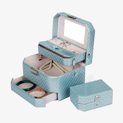欧式带镜子珠宝盒粉蓝色首饰盒高清图片