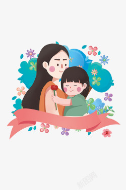 母女元素感恩母亲节卡通背景高清图片