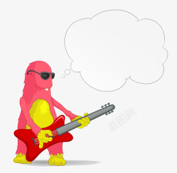 卡通弹吉他弹吉他的红脸怪高清图片