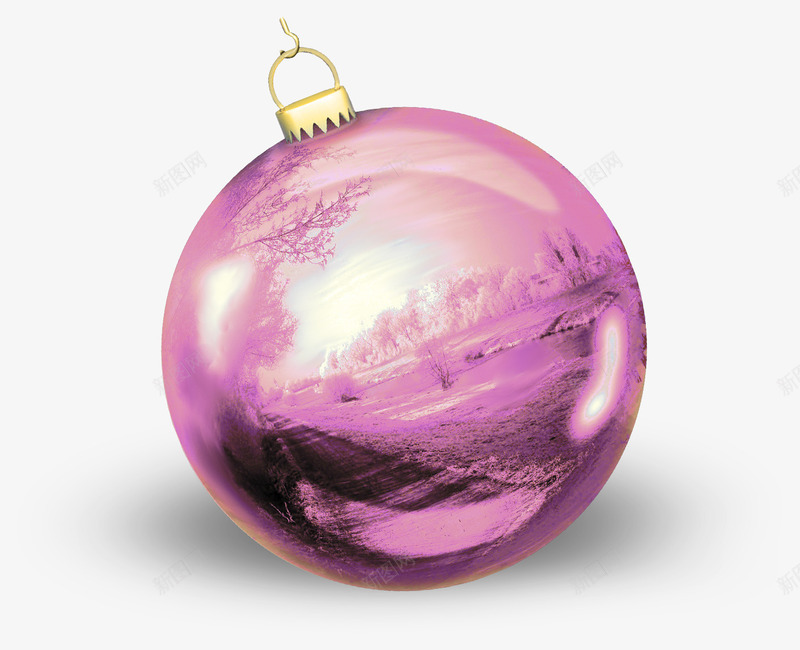 紫色风景圣诞彩球png免抠素材_新图网 https://ixintu.com 圣诞彩球 紫色风景彩球 风景彩球