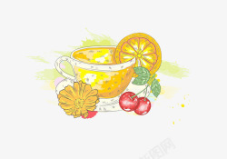柠檬茶手绘手绘柠檬茶饮料高清图片