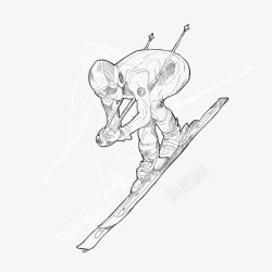 滑雪活动滑雪比赛手绘人物矢量图高清图片