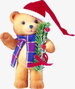 小熊帽带着圣诞帽的小熊高清图片