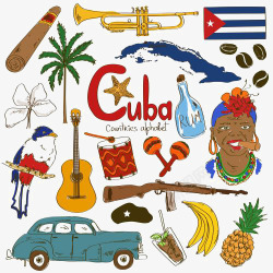 雪茄盒吉他古巴文化高清图片