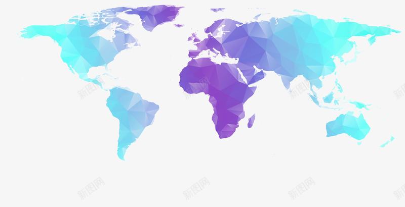 蓝紫渐变科技感地图png免抠素材_新图网 https://ixintu.com 三角网 世界地图 地图 渐变 科技 科技感地图