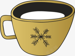 咖啡杯的雪花金色雪花水杯高清图片