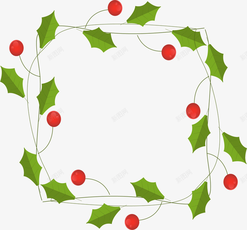 红色小球圣诞节边框矢量图ai免抠素材_新图网 https://ixintu.com 圣诞节 圣诞节边框 矢量png 矩形框 红色小球 绿色树叶边框 矢量图