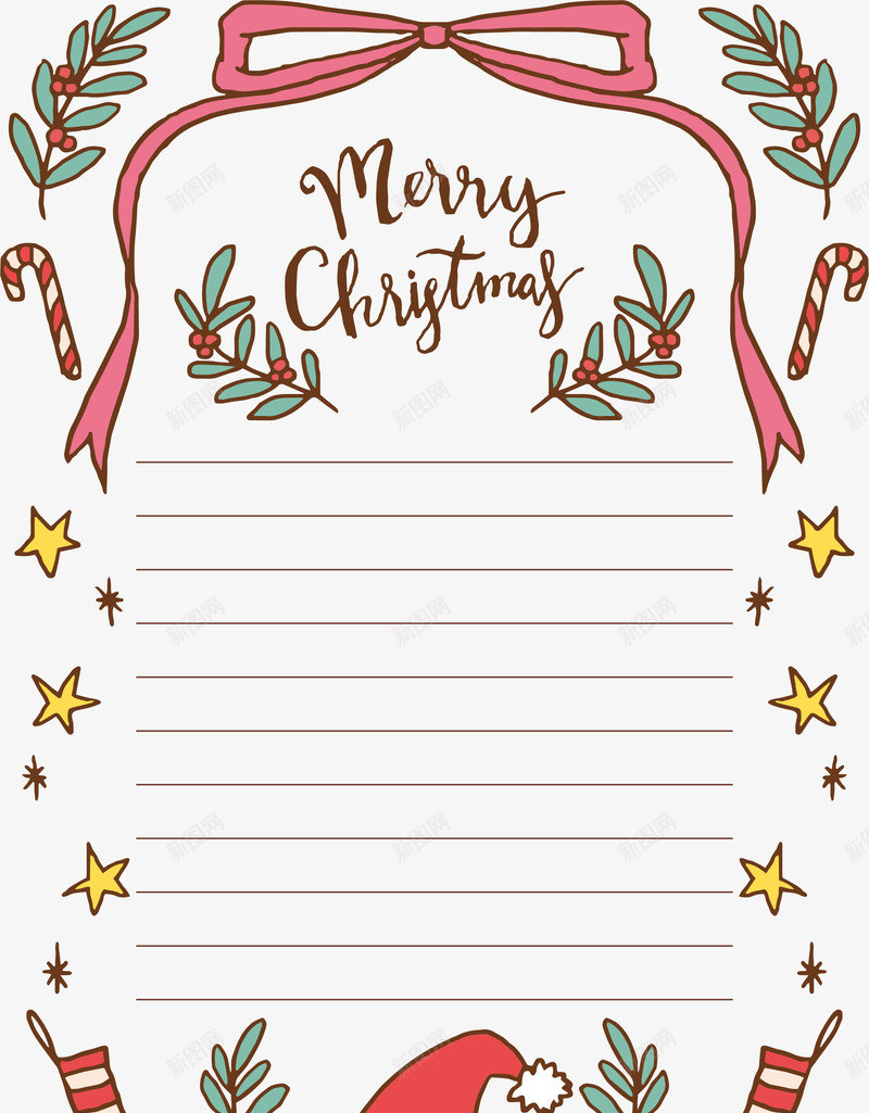 可爱圣诞留言信纸png免抠素材_新图网 https://ixintu.com 信纸 可爱信纸 圣诞信纸 圣诞节 星星花纹 矢量png