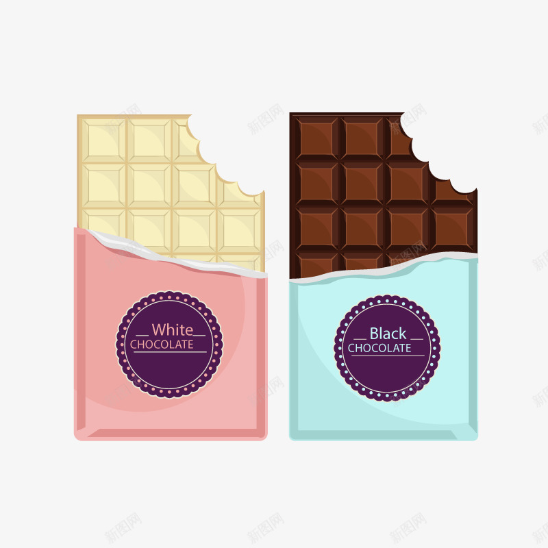 巧克力矢量图ai免抠素材_新图网 https://ixintu.com 娱乐 白巧克力 零食 黑巧克力 矢量图