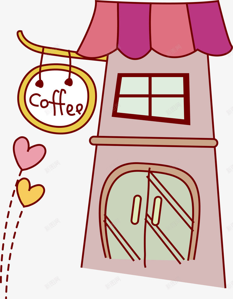 卡通咖啡厅png免抠素材_新图网 https://ixintu.com coffee 休闲 免抠PNG 卡通 可爱 咖啡馆 小房子 餐饮