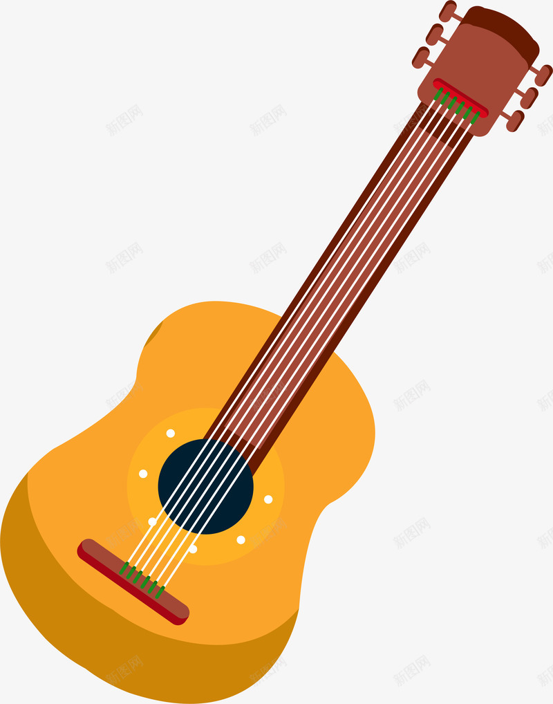 扁平化吉他乐器png免抠素材_新图网 https://ixintu.com 乐器 卡通 吉他 恐怖音乐节 扁平化 矢量图案