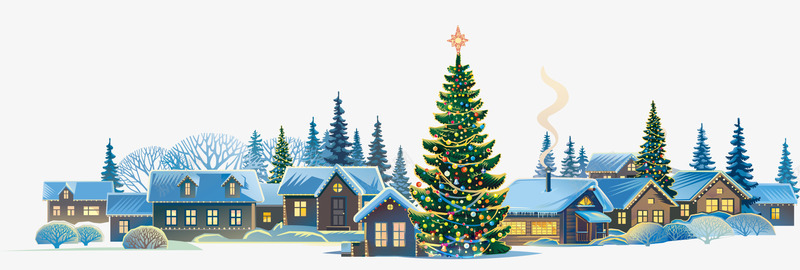 卡通雪景楼房圣诞树png免抠素材_新图网 https://ixintu.com 创意 卡通手绘 圣诞树 房屋 楼房 美丽的雪景