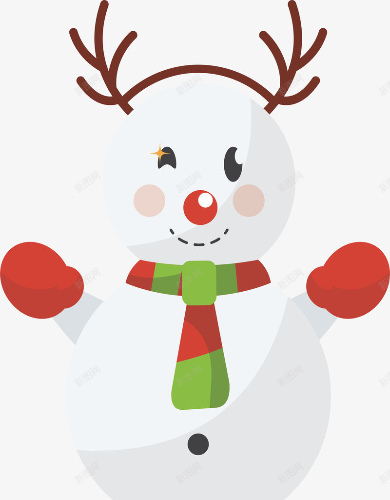 驯鹿角雪人png免抠素材_新图网 https://ixintu.com 圣诞节 圣诞雪人 矢量png 雪人 鹿角
