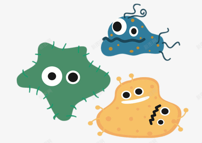 可爱细菌元素png免抠素材_新图网 https://ixintu.com 卡通病毒 病毒 细胞 细菌