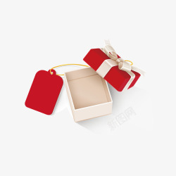 圣诞大促手绘卡通红色拆开的礼盒高清图片