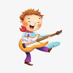 吉他广告背景卡通男孩弹吉他高清图片