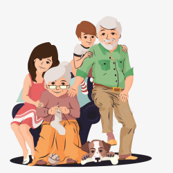彩色家庭人物标志卡通祖父母和孩子高清图片