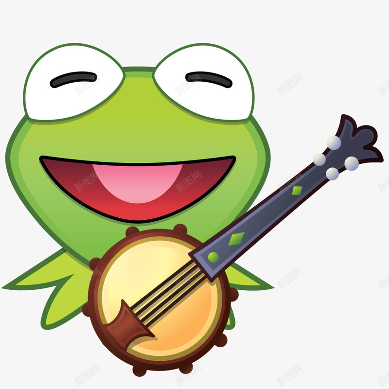 卡通青蛙png免抠素材_新图网 https://ixintu.com 卡通形象 吉他 青蛙