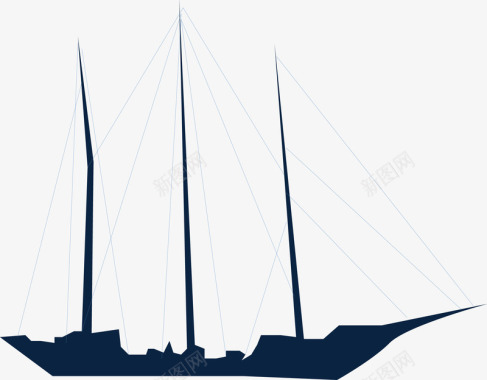帆船海船剪影船矢量图图标图标