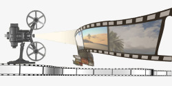 剧场背景投放的电影胶片高清图片