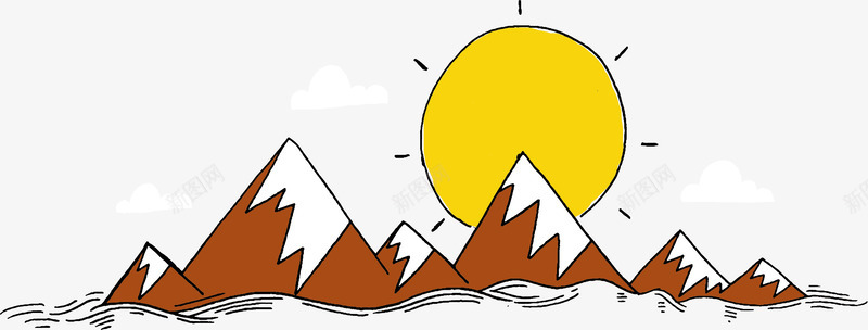 日初的太阳png免抠素材_新图网 https://ixintu.com 卡通手绘 大自然 太阳 山区风景 自然景色 自然风光 雪域高原 雪山