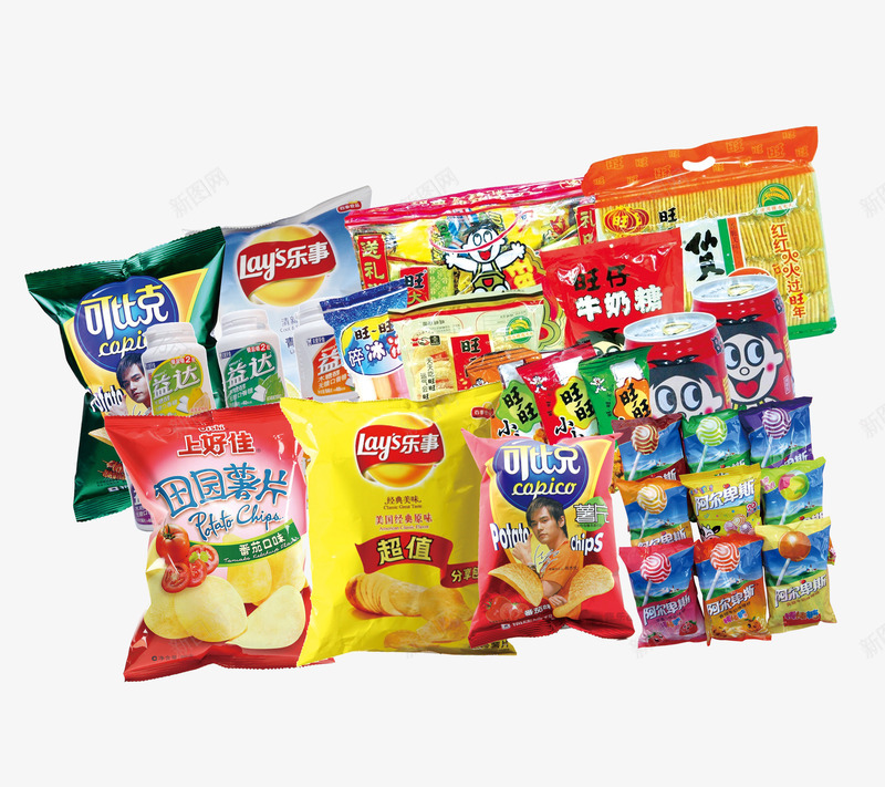 各种零食组合png免抠素材_新图网 https://ixintu.com 小吃 零食 食品休闲
