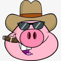 雪茄免费png下载卡通戴帽子和墨镜抽雪茄的粉红小高清图片