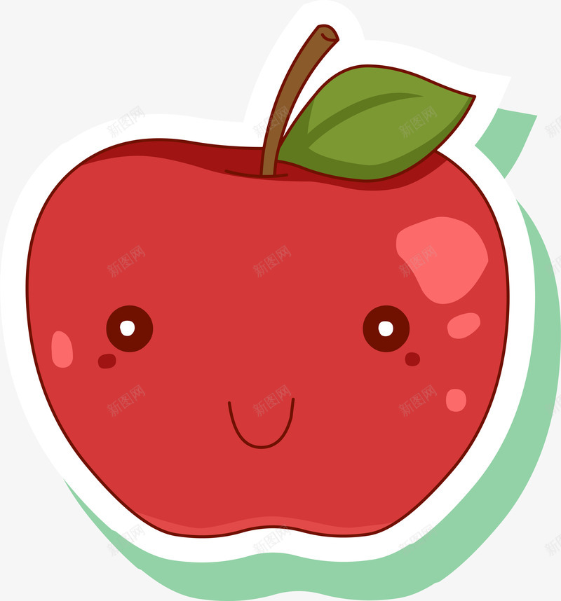 红色苹果贴纸png免抠素材_新图网 https://ixintu.com 卡通 可爱 水果 矢量图案 红色 苹果 表情贴纸