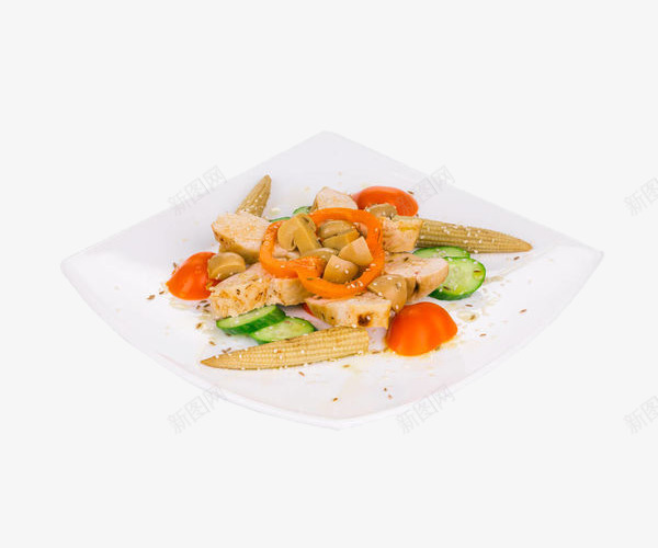 美味沙拉png免抠素材_新图网 https://ixintu.com 切片 实物 新鲜橄榄 玉米 玉米沙拉 盘子 美味 美味沙拉 西红柿 食物 黄瓜